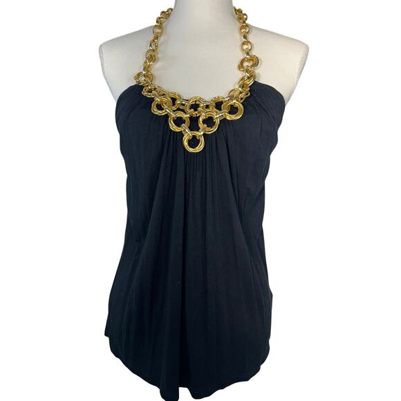 Vintage Bling Cable & Gauge Gold Chain Halter Top - Size M - Picture 2 of 8